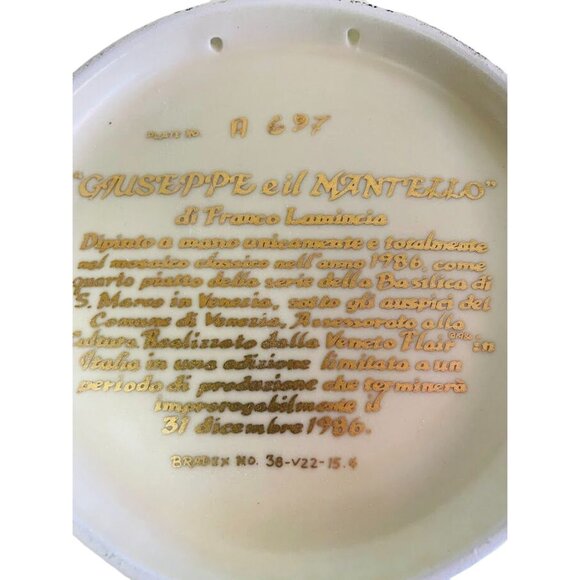 Hand Painted Veneto Flair Decorative Plate 1986 Giuseppe il Mantello by Franco L - Picture 9 of 11